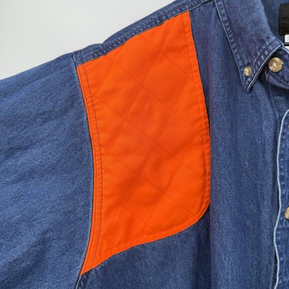 Hunters Select Denim Hunting Shirt Blaze Orange Pheasant Embroidery Men XL Ranch - Picture 6 of 11